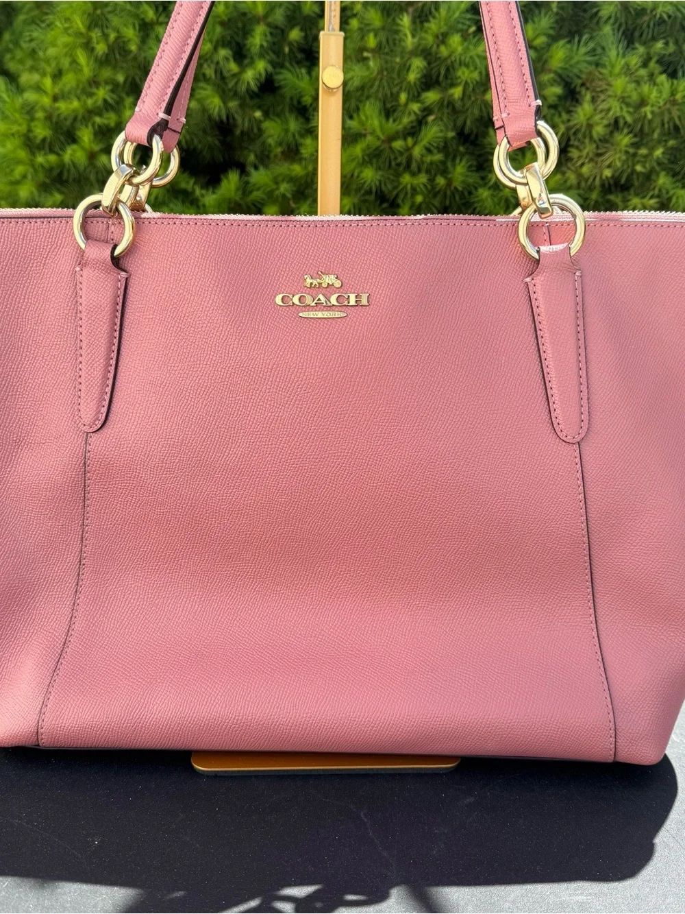 COACH Ava Pink Leather Tote Bag with Gold Hardware - Picture 2 of 11